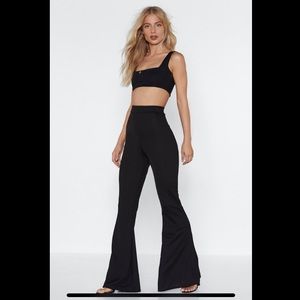 NWOT Nasty Gal Crop Top Flare Pants Co Ord Set